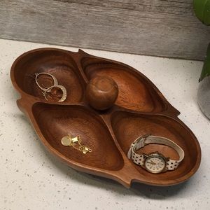 Vintage Philippines Wood Divided Bowl/Tray